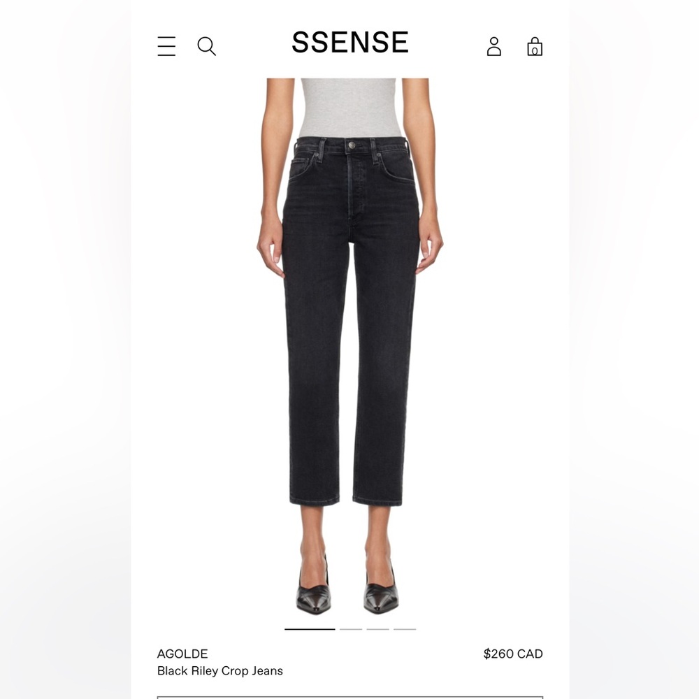 👖AGOLDE Black Riley Crop Jeans